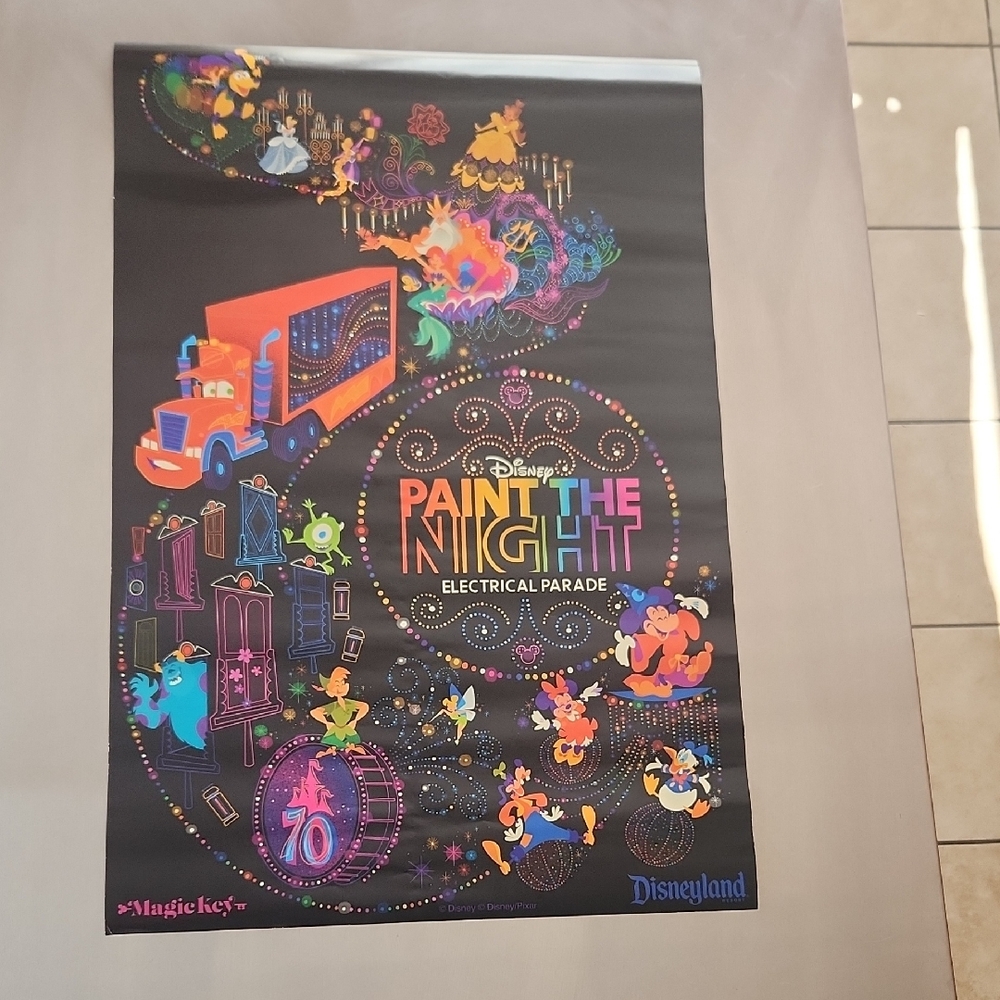 Disney Paint the Night Parade Poster - Black and Multicolor limited Edition 2025